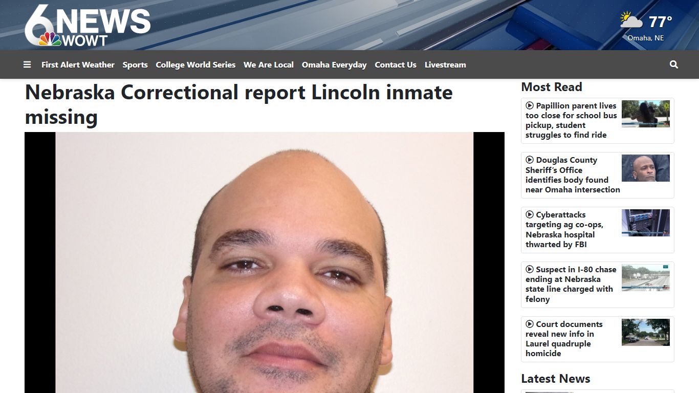 Nebraska Correctional report Lincoln inmate missing